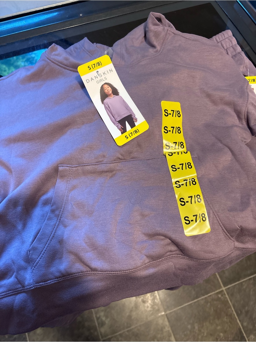 Danskin Girls Lavender Crewneck Pullover with Kangaroo Pocket